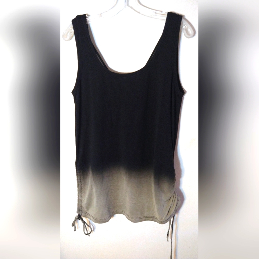 WHITE BIRCH WOMEN'S MISSES SIZE MED BLACK FADE-TO-TAN TANK TOP SIDE TIES STRETCH